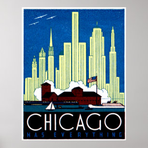 1930 Bezoek Chicago Poster