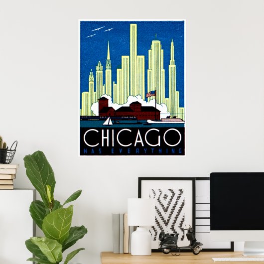 1930 Bezoek Chicago Poster (Thuiskantoor)