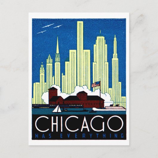 1930 Bezoek Chicago Poster Briefkaart (Voorkant)