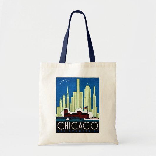 1930 Bezoek Chicago Poster Tote Bag (Voorkant)