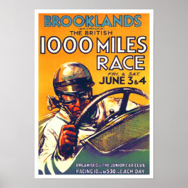 1930 Brooklands 1000 mijl race vintage Poster