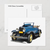 1930 Chevy Convertible Automobile Briefkaart (Voorkant / Achterkant)
