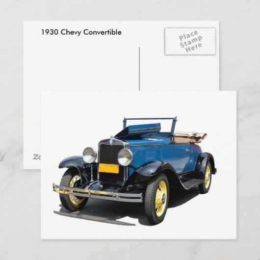  1930 Chevy Convertible Automobile Briefkaart (Voorkant / Achterkant)