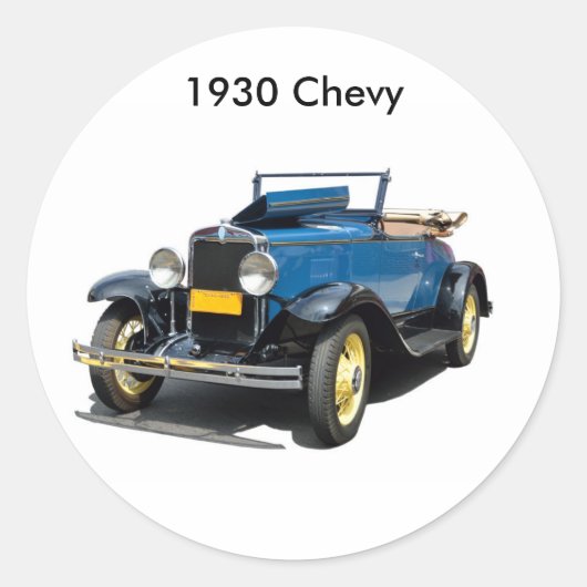 1930 Chevy Convertible Automobile Ronde Sticker (Voorkant)