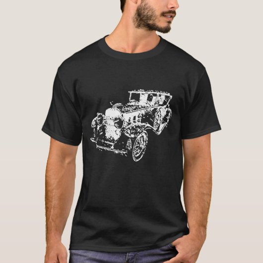 1930 Classic Cadillac V-16 Roadster Schets Kunst T-shirt (Voorkant)