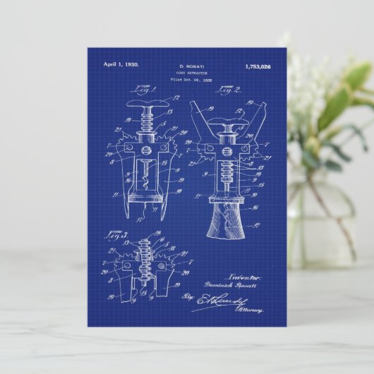 1930 Cork Extractor-patent Feestdagenkaart (Staand voorkant)