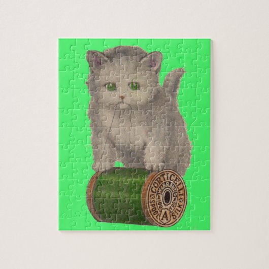1930 Corticelli White kitten Legpuzzel (Verticaal)