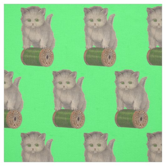1930 Corticelli white kitten print Stof (Swatch)