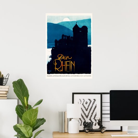 1930 Der Rhein Duitsland Reisposter Poster (Thuiskantoor)