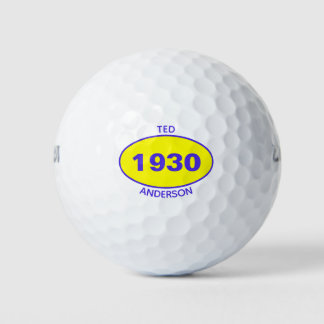 1930 Editable 90th Birthday Yellow Personalized Golfballen