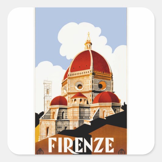 1930 Florence Italië Duomo Reizen Poster Vierkante Sticker (Voorkant)