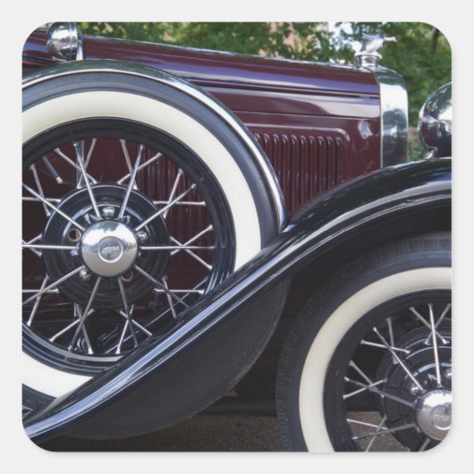 1930 Ford A Classic Car Vierkante Sticker (Voorkant)