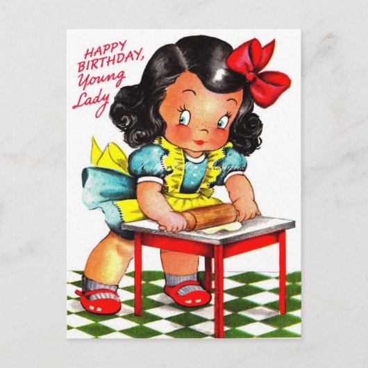  1930 Happy Birthday Young Lady Briefkaart (Voorkant)