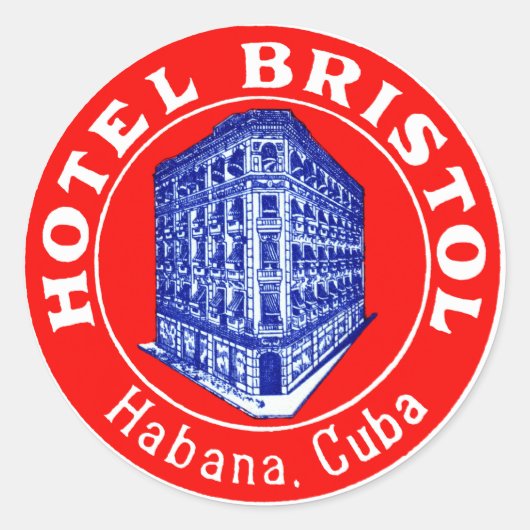 1930 Hotel Bristol Cuba Ronde Sticker (Voorkant)