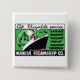 1930 Manila Steamship Company Vierkante Button 5,1 Cm