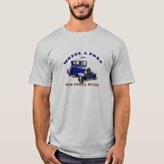 1930 Model A Hotrod. Blue Hotrod. Rood 30 A. T-shirt (Voorkant)