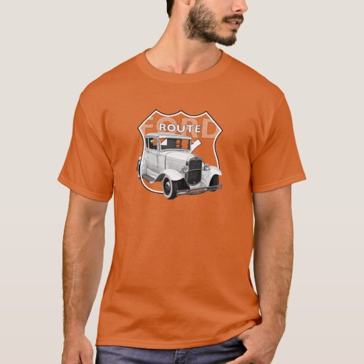 1930 Model A. White Classic Hotrod Route66 T-Shirt (Voorkant)