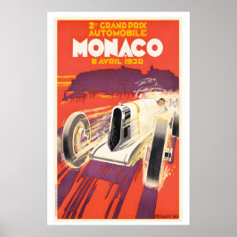 1930 Monaco Grand Prix Motorrace Vintage Racen Poster