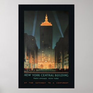 1930 New York Park Avenue Central Building Antiek Poster