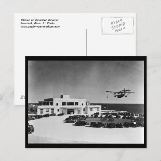 1930 Pan American Airways Terminal, Miami, Verenig Briefkaart (Voorkant / Achterkant)