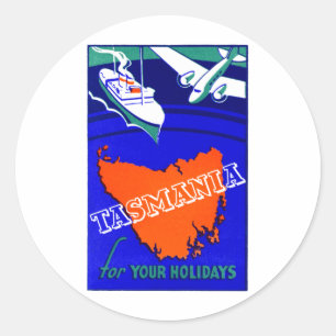 1930 Tasmania Travel Poster Ronde Sticker