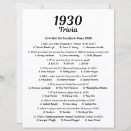 1930 Trivia spel | 95e verjaardag partij spel