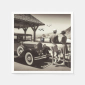 1930 Vintage auto scene papier servetten (Voorkant)