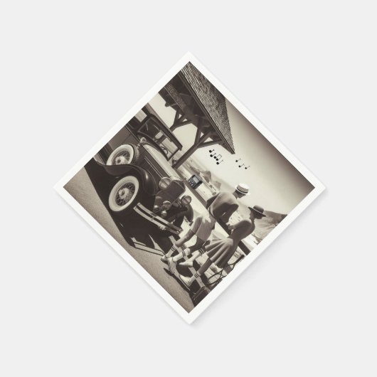 1930 Vintage auto scene papier servetten (Hoek)