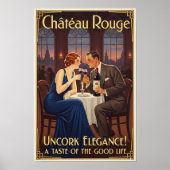 1930 Vintage Château Rouge Wine Advertising Poster (Voorkant)