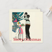 1930  vrouw versieren kerstboom kaart (Voorkant / Achterkant in situ)