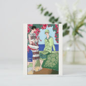 1930  vrouwen in dagjurken briefkaart (Staand voorkant)