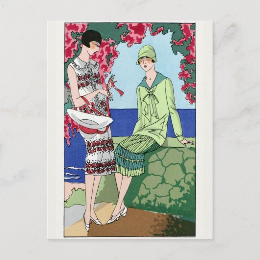 1930  vrouwen in dagjurken briefkaart (Voorkant)