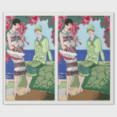 1930  vrouwen in dagjurken cadeaupapier (Vlak)