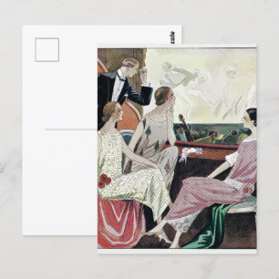 1930  vrouwen in 'Evening Gowns' Briefkaart
