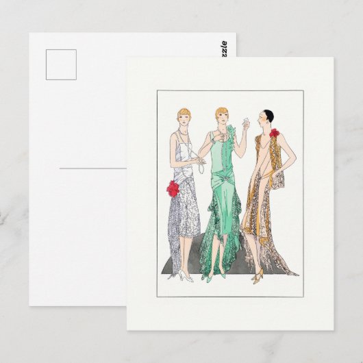 1930  vrouwen in 'Evening Gowns' Briefkaart (Voorkant / Achterkant)