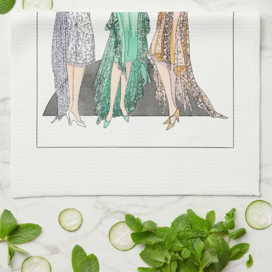 1930 vrouwen in 'Evening Gowns' Theedoek (Gevouwen)