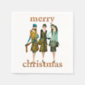  1930 Vrouwen Vrolijk Kerstfeest Servet (Voorkant)