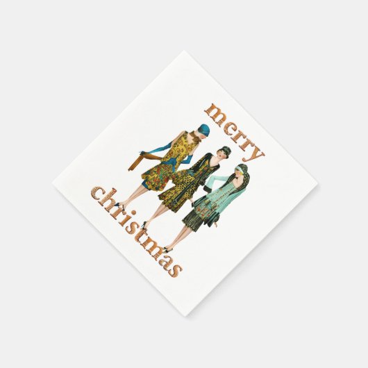  1930 Vrouwen Vrolijk Kerstfeest Servet (Hoek)