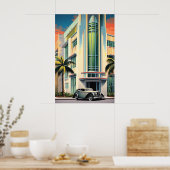 1930s art deco gebouw ingang airbrush kunst poster (Keuken)