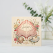 1930s Art Deco Seaside Seashell bruiloft uitnodigi Kaart (Staand voorkant)