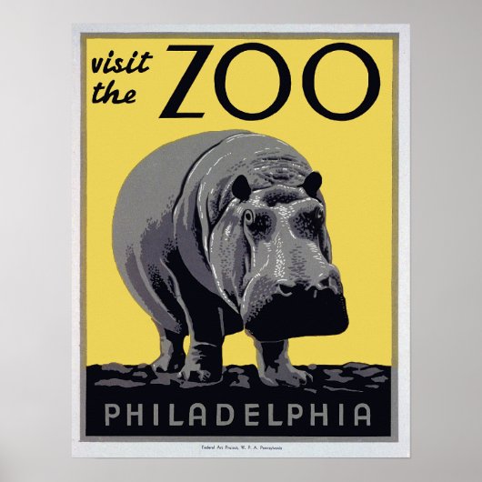 1930s "Bezoek de dierentuin"de affiche van de Vint Poster (Voorkant)