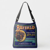 1930s Buffalo Merk Appels krat label print Crossbody Tas (Voorkant)