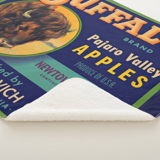 1930s Buffalo Merk Appels krat label print Sherpa Deken (3/4)