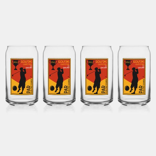 1930's Classic Golf Art Print Blikvorm Glas (Voorkant)