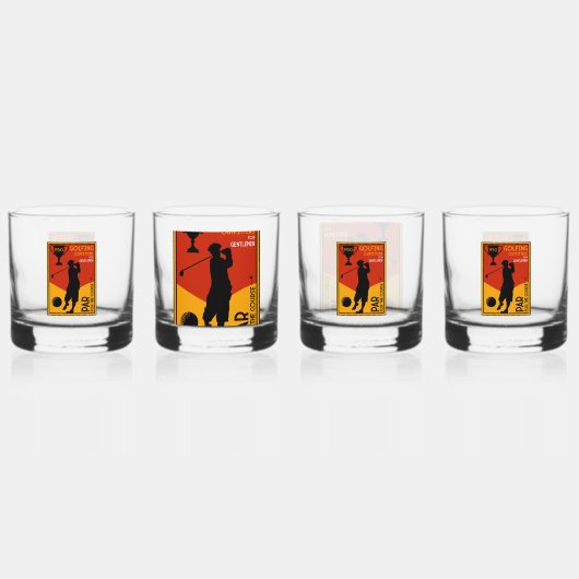 1930's Classic Golf Art Print Whisky Glas (Voorkant)