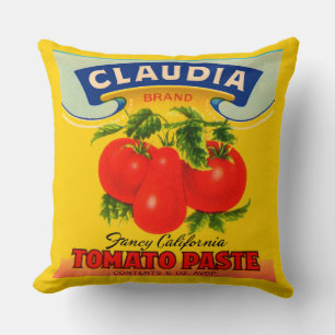 1930s Claudia tomato paste label Kussen