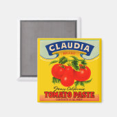 1930s Claudia tomato paste label Magneet (Voorkant / Achterkant)