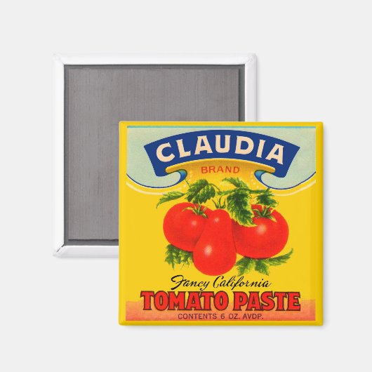 1930s Claudia tomato paste label Magneet (Voorkant / Achterkant)