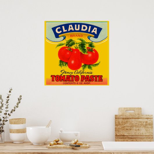 1930s Claudia tomato paste label Poster (Keuken)