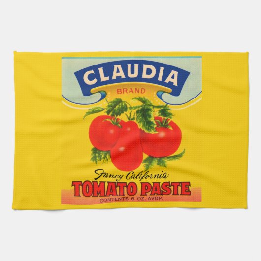 1930s Claudia tomato paste label Theedoek (Horizontaal)